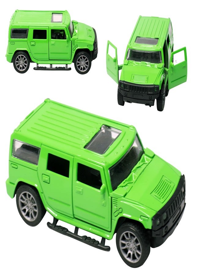 Toy Cloud DieCast Model Cars Hummer Metal Car for Kids Pull Back Action Opening Doors Toy Cars for Boys 5-8 Years - Green - Image 1